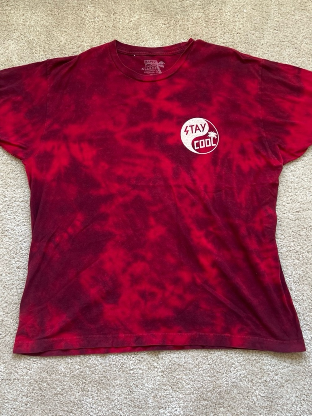 Stay Cool Graphic Tie-Dye Tee - Red - Unbranded